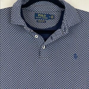 Polo Ralph Lauren Men's Custom Slim Fit Blue Geometric Performance Polo Medium